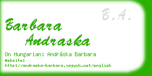 barbara andraska business card