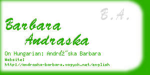 barbara andraska business card